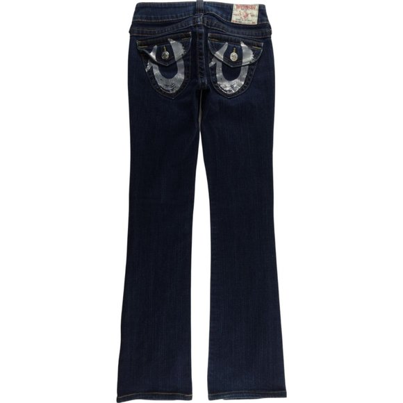 True Religion Becky Boot Cut Jeans Women's 26 Flap Pockets Stretch Low Rise A895 - Picture 2 of 10